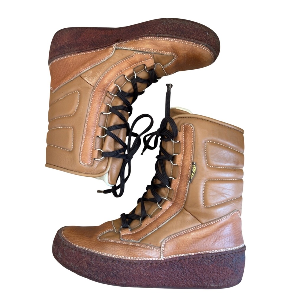 RARE Vintage Dival Yeti Winter Italian Leather & Wool Boots Size 8